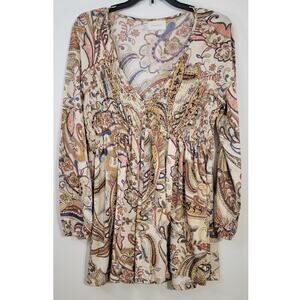 Anthropologie Melloday Tunic Womens Small Paisley Boho Cottagecore Retro Tunic